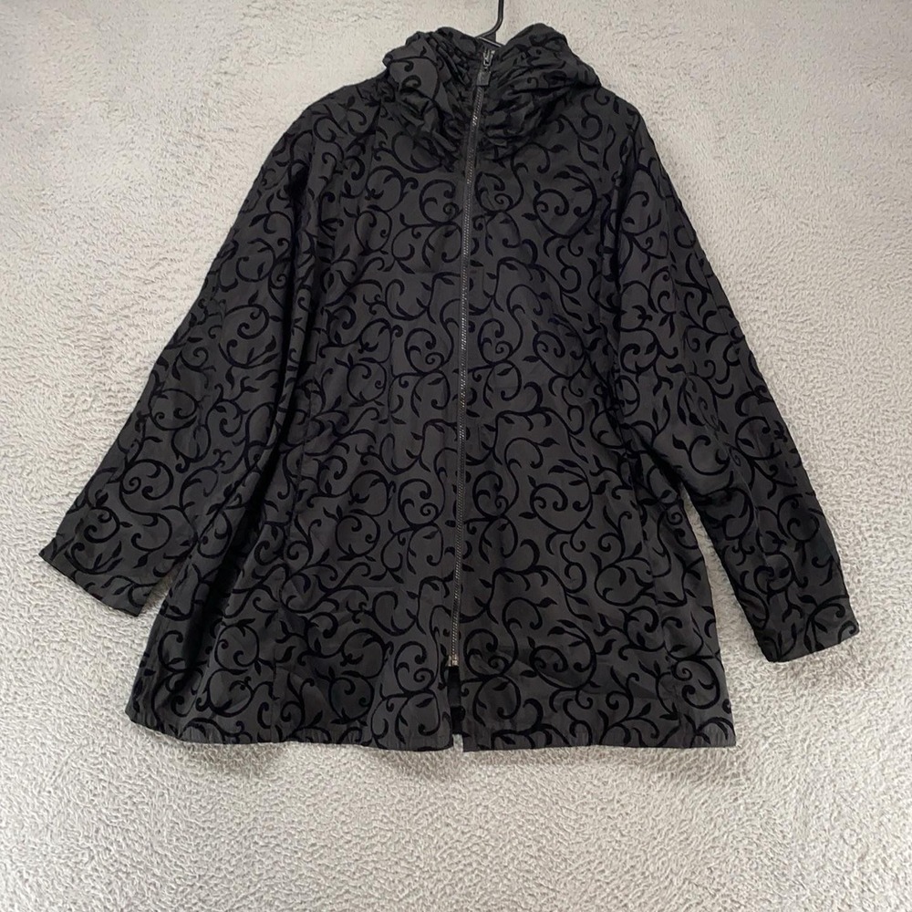 Mycra Pac Now Donatella Coat Womens 1-S/M‎ Black Hooded Reversible Velvet Jacket